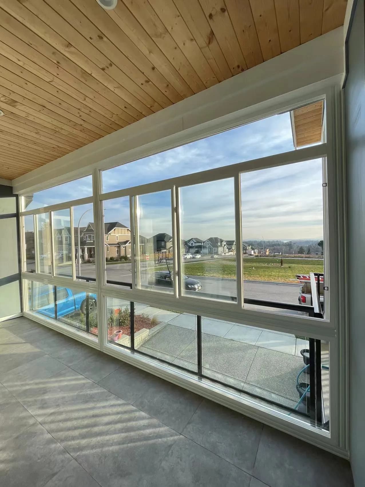 Permanent patio cover over a residential outdoor living space