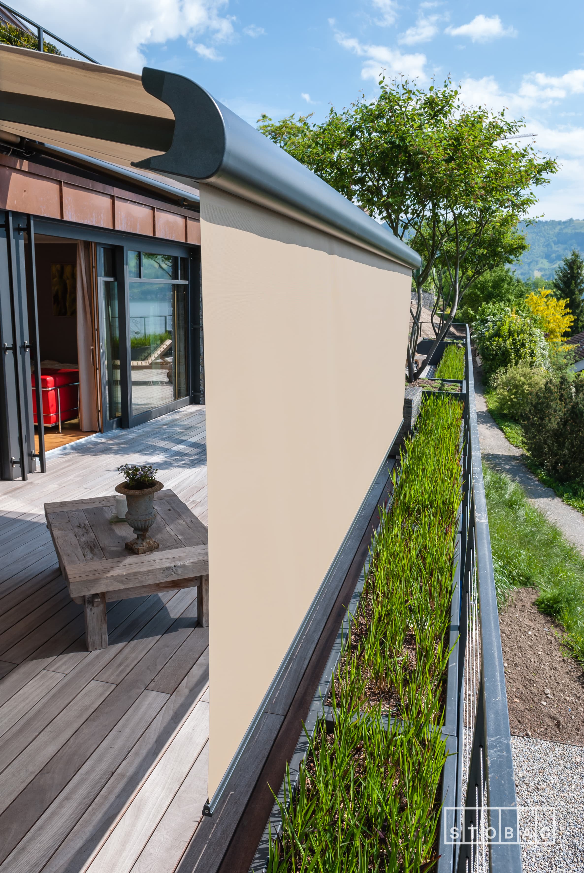Tendabox Cassette Awning over Railing